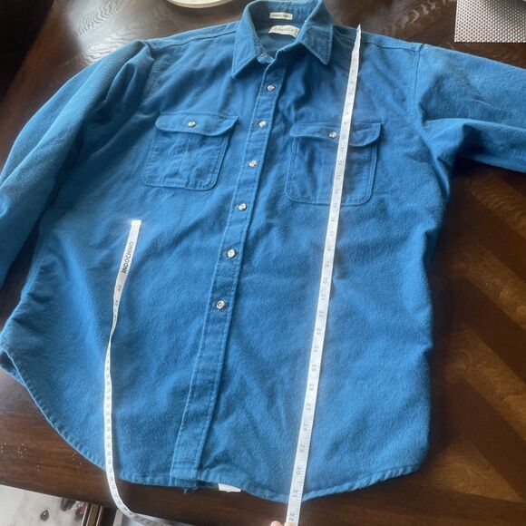 Vintage 1993 St John’s Bay Chamois Cloth Tea Blue Heavy Flannel Men’s XL Tall - Picture 10 of 14